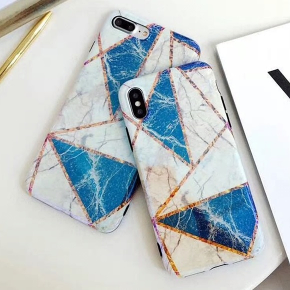 *NEW iPhone X/XS Glossy Geometric Marble Case - Picture 4 of 7